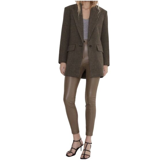 Zara Pants - Zara Womens Pants Size M Camel Brown Faux Leather High-Rise Ankle Skinny Legging